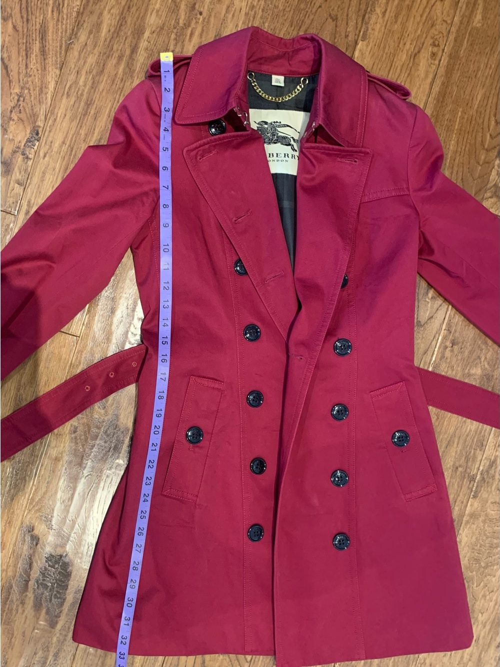 Burberry Burgundy/Merlot Double-Breasted Trench Coat - Picture 10 of 16
